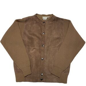 Vintage & Perfect Suede &‎ Knitted Tan Jacket Size Small